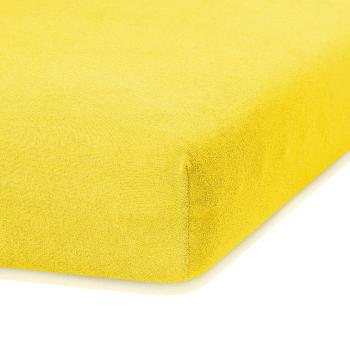 Ciemnożółte prześcieradło elastyczne z dużym dodatkiem bawełny AmeliaHome Ruby, 200x140-160 cm