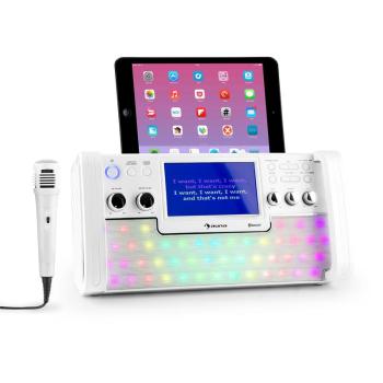 Auna DiscoFever Zestaw karaoke Bluetooth LED Ekran TFT 7 cali CD USB biały