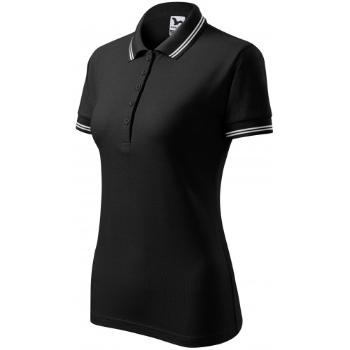 Kontrastowa koszulka polo damska, czarny, XL