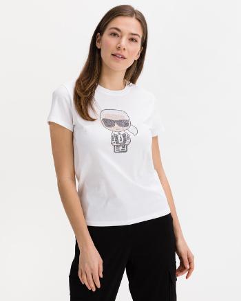 Karl Lagerfeld Ikonik Rhinestone Koszulka Biały