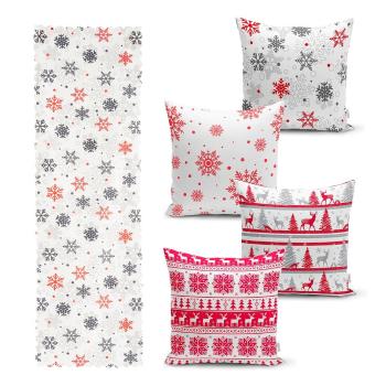 Zestaw 4 świątecznych poszewek na poduszki i bieżnika Minimalist Cushion Covers Red Christmas
