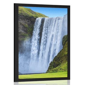 Plakat kultowy wodospad na Islandii - 30x45 white