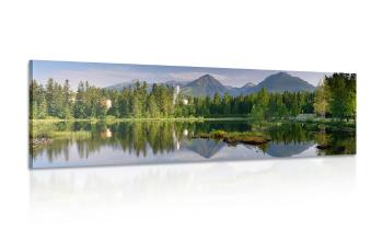 Obraz piękna panorama gór nad jeziorem - 120x40
