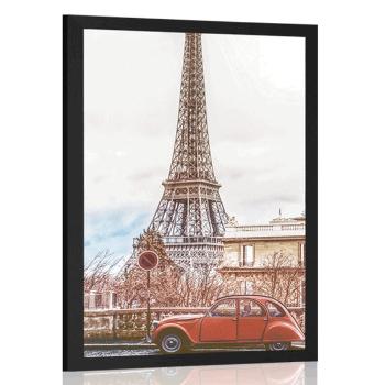 Plakat widok na Wieżę Eiffla z ulicy Paryża - 60x90 white
