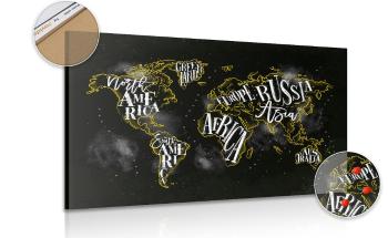 Obraz na korku modna mapa świata - 90x60  metallic