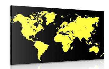 Obraz żółta mapa na czarnym tle - 120x80