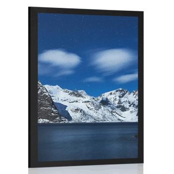 Plakat nocny krajobraz w Norwegii - 60x90 black