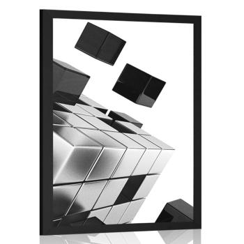Plakat kostka strategiczna  w czerni i bieli - 30x45 silver