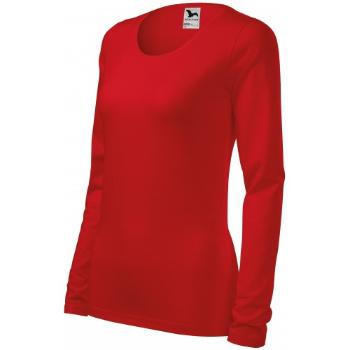 Damska dopasowana koszulka z długim rękawem, czerwony, XL