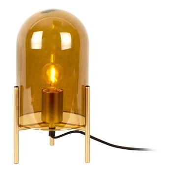 Musztardowa szklana lampa stołowa Leitmotiv Bell, wys. 30 cm