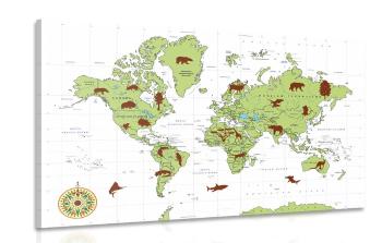 Obraz mapa ze zwierzętami - 120x80