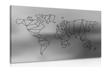 Obraz stylizowana mapa świata w wersji czarno-białej