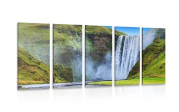 5-częściowy obraz kultowy wodospad Islandii - 100x50
