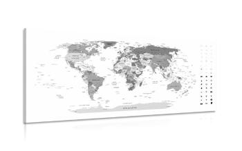 Obraz szczegółowa mapa świata w wersji czarno-białej - 100x50