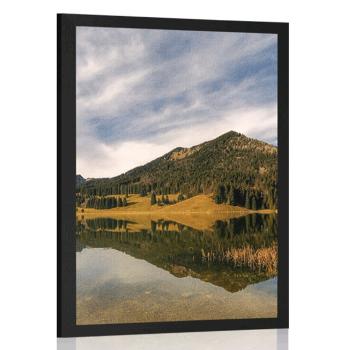 Plakat jezioro pod wzgórzami - 40x60 silver