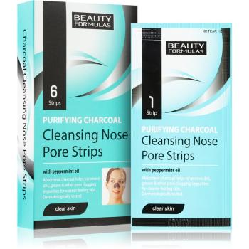 Beauty Formulas Clear Skin Purifying Charcoal oczyszczająca maseczka z węglem na nos 6 szt.