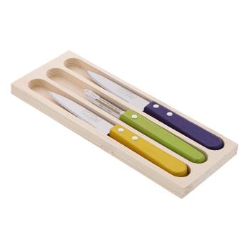 Zestaw 3 noży i obieraczki ze stali nierdzewnej w opakowaniu podarunkowym Jean Dubost Vegetable