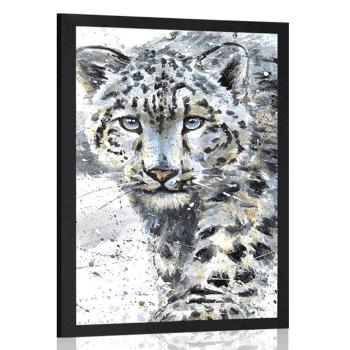 Plakat malowany leopard - 40x60 white