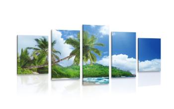 5-częściowy obraz piękna plaża na wyspie Seszele - 100x50