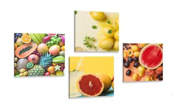 Zestaw obrazów kolorowe owoce - 4x 40x40