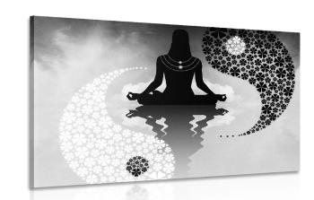 Obraz joga Yin i Yang w wersji czarno-białej - 90x60