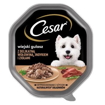 CESAR tacka 14x150 g mokra karma pełnoporcjowa dla dorosłych psów w sosie z delikatną wołowiną indykiem i ziołami