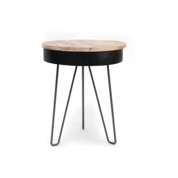 Czarny stolik z drewnianym blatem LABEL51 Saria