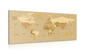 Obraz mapa świata w kolorze beżowym - 100x50