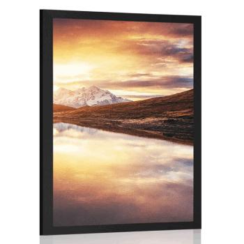 Plakat cudowny zachód słońca w górach - 20x30 silver