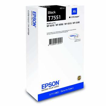 Epson originální ink C13T755140, T7551, XL, black, 5000str., 100ml, 1ks, Epson WorkForce Pro WF-8590DWF