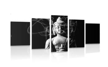 5-częściowy obraz statuetka Buddy w czarnobiałym kolorze