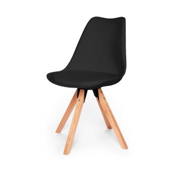 Zestaw 2 czarnych krzeseł z konstrukcją z drewna bukowego Bonami Essentials Gina