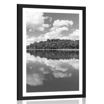 Plakat z passe-partout przyroda latem w czerni i bieli - 40x60 silver