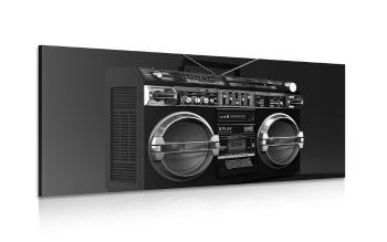 Obraz radio disco z lat 90-tych w wersji czarno-białej - 100x50