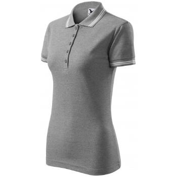 Kontrastowa koszulka polo damska, ciemnoszary marmur, XL