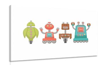 Obraz rodzinka robotów - 120x80