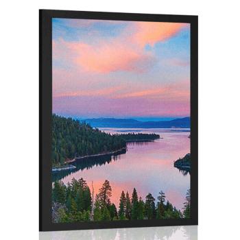 Plakat jezioro o zachodzie słońca - 60x90 silver