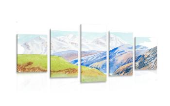 5-częściowy obraz letnia górska sceneria - 100x50