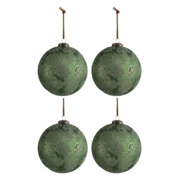 Zestaw 4 zielonych bombek J-Line Antique, ø 12 cm