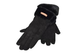 Damskie rękawice zimowe z barankiem - czarny - Rozmiar uniwersalny