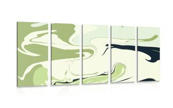 5-częściowy obraz nowoczesna zielona abstrakcja - 100x50