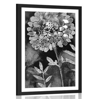 Plakat z passe-partout cudowne kwiaty w czerni i bieli - 40x60 silver