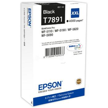 Epson originální ink C13T789140, T789, XXL, black, 4000str., 65ml, 1ks, Epson WorkForce Pro WF-5620DWF, WF-5110DW, WF-5690DWF