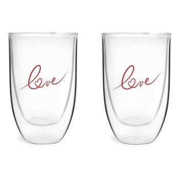 Zestaw 2 szklanek z podwójną ścianką z nadrukiem Love Vialli Design, 350 ml