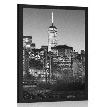 Plakat centrum New Yorku w czerni i bieli - 40x60 silver