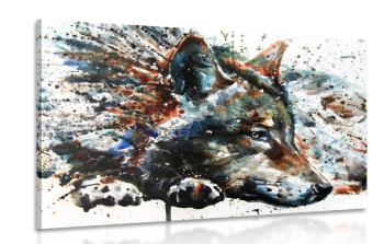 Obraz wilk w akwareli - 90x60