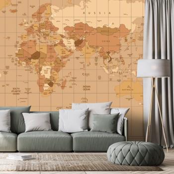 Tapeta mapa świata w beżowym odcieniu - 375x250