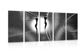 5-częściowy obraz miłość etno w wersji czarno-białej - 200x100