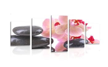 5-częściowy obraz kamienie SPA i orchidea - 100x50
