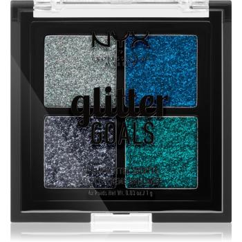 NYX Professional Makeup Glitter Goals paleta prasowanych brokatów małe opakowanie odcień 01 Glacier 4 x 1 g